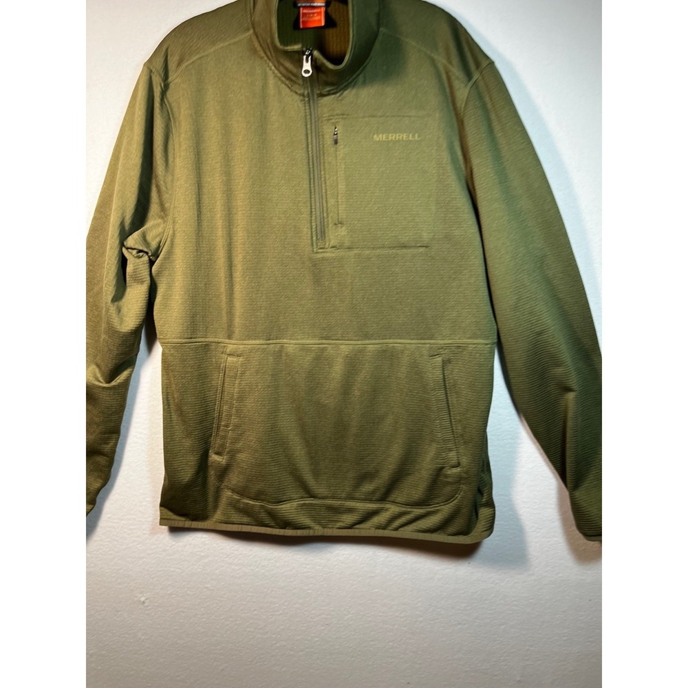 Merrell Fleece Men's  LARGE 1/4 Zip Pullover Fleece Lined Olive Green